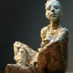 Carol Peace, Artist, Seated Male Figure 1, Iron Resin Figurative Sculpture, Turner Art Perspective, Essex Chelmsford Art Gallery