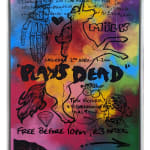 Lhouette, Andrew Milk, Artist, Collaboration, Plays Dead, Die tie, Painted poster, Original art on Panel, Framed, Turner Art Perspective Essex Art Gallery
