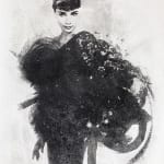 Black and white Audrey Hepburn charcoal prin