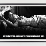 Artist Mr Controversial pulp noir series of balck and white artworks limited edition diamond dust silkscreen life isnt always black and white its a millions shades of grey turner art perspective