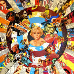 steve rawlings city of night original collage Perspex framed art spray paint acrylic varnish hand cut collage original colour red yellow pop Marilyn Monroe turner art perspective essex art gallery