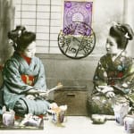 Geisha Girls eating a Chinese takeaway