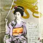 Hand finished gold leaf Geisha girl holding letter
