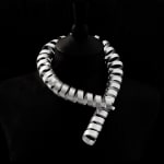 wearable sculpture - spiral necklace in 100% recycled silver by jewellery artist Ute Decker