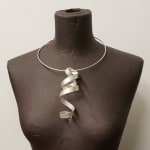 sculptural pendant – calligraphy - in recycled silver - sculptural jewelry by artist Ute Decker