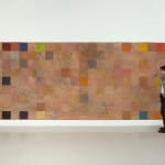 large scale abstract painting with a person for scale