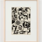 geometric abstract ink drawing in a frame