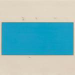 a work on paper with a blue rectangle at it's center