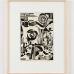 geometric abstract ink drawing in a frame