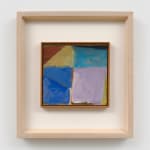a small abstract painting on a cigar box lid