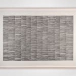 Minimalist graphite drawing on paper consisting of many lines in a grid-like structure