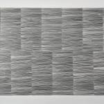 Graphite on paper drawing of horizontal lines forming diagonal zigzags.