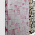 Minimalist grid-like painting made with interference acrylic