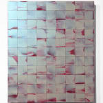 Minimalist grid-like painting made with interference acrylic