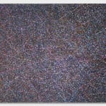 Acrylic and mixed media on canvas in an abstract expressionist mode of countless multicolored dots creating a sense of cosmic depth