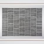 Framed picture of Graphite on paper drawing split up into vertical sections.