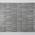 Graphite on paper drawing of patterned small lines fading to the left.