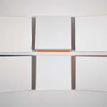 Silver framed geometric abstract painting on paper