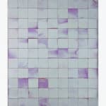 Minimalist grid-like painting made with interference acrylic