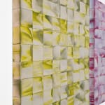Minimalist grid-like painting made with interference acrylic