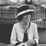 Black and white photograph of Designer Coco Chanel