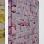 Minimalist grid-like painting made with interference acrylic