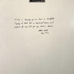Detail of Three photographs and ink on museum board, each has a small black and white photo with writing surrounding them