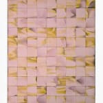 Minimalist grid-like painting made with interference acrylic