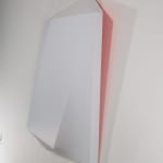 Detail of Tridimensional painting of a white prism with a parallelogram side
