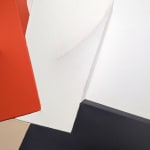 Detail of Painting of 4 interconnected tridimensional rectangles (beige, vermillion, white, black)