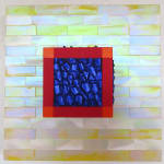 Three-dimensional painting composed of geometric blocks of color with both traditional and interference acrylic