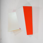 Red side detail of Tridimensional painting of interconnected prisms resembling a cut gem, with red shadow