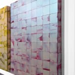 Minimalist grid-like painting made with interference acrylic