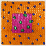 Three-dimensional painting composed of geometric blocks of color with textured acrylic