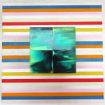 Three-dimensional painting composed of geometric blocks of color with both traditional and interference acrylic