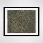 Black framed abstract work on paper consisting of small marks covering the entire visual field