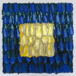 Three-dimensional painting composed of geometric blocks of color with both traditional and interference acrylic