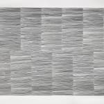 Graphite on paper drawing of horizontal lines forming diagonal zigzags.