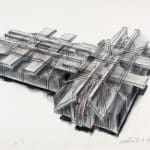 charcoal drawing of an architectural structure by artist Francis Hines