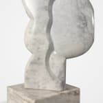 Modernist marble sculpture of an abstracted woman's face in profile on a marble base