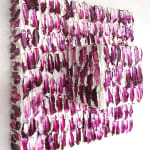 Three-dimensional painting composed of geometric blocks of color with both traditional and interference acrylic