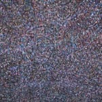 Detail of Acrylic and mixed media on canvas in an abstract expressionist mode of countless multicolored dots creating a sense of cosmic depth