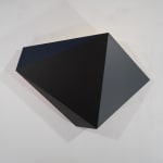 Tridimensional painting of a black prism with triangular sides, looking like a cut gem