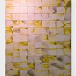 Minimalist grid-like painting made with interference acrylic