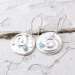 Marsha Drew, Textured Swirly Dangle Earrings with Turquoise