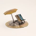 Kerry Whittle, Island, Umbrella and Two Chairs