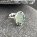 Marsha Drew, Rockpool Rustic Ring with Oval Faceted Prehnite