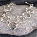 Marsha Drew, Rockpool Chain Link Bracelet with Hammered and Molten Silver Links and three London-Blue Topaz Stones