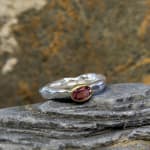 Marsha Drew, Rockpool Rustic Ring with Oval Pink Tourmaline in 18k Gold setting