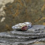 Marsha Drew, Rockpool Rustic Ring with Oval Pink Tourmaline in 18k Gold setting